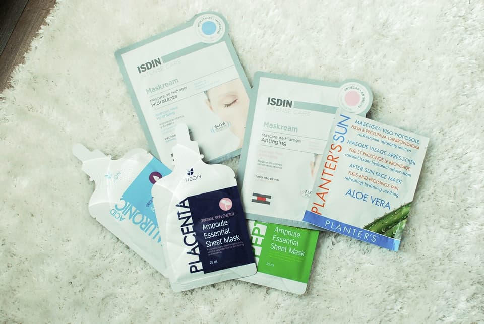 Mais Sheet Masks: Isdin (Hidrogel), Mizon & Planter's Sun